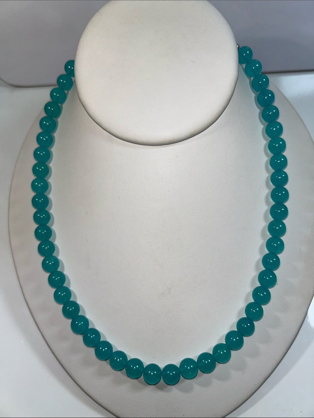 New Artisan Handmade Trendy Stainless Steel Tiffany Blue Glass Beaded Necklace